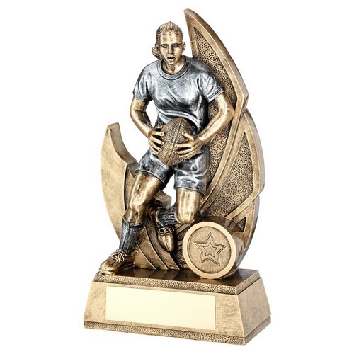 10.5" Girls/Ladies Rugby Figure Trophy with Free Engraving 