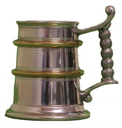 Pewter Tankard With Gold Band