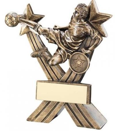 Bronze/Gold Male Football Figure On Crossed Stars