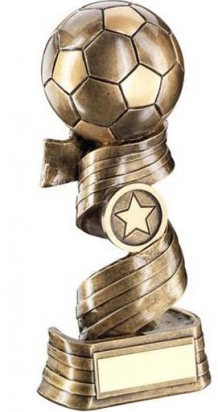 Bronze/Gold Football On Swirled Ribbon Trophy