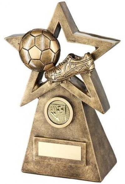 Bronze/Gold Football Boot On Star And Pyramid Trophy