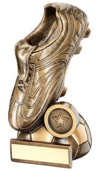 Bronze/Gold Football Boot On Half- Ball Base Trophy