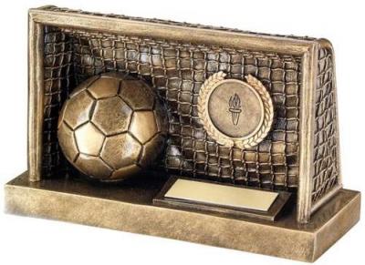 Bronze/Gold Football In Goals Trophy