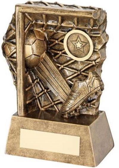 Bronze/Gold Football Kicked To Goal Trophy