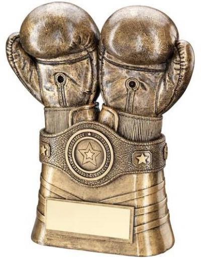 Bronze/Gold Boxing Gloves And Belt Trophy