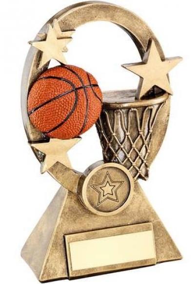 Bronze/Gold/Orange Basketball Oval/Stars Series Trophy