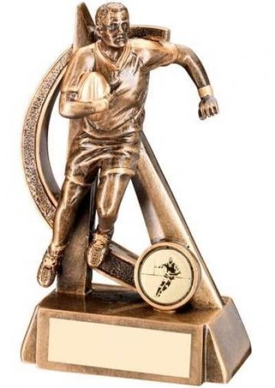 Bronze/Gold Rugby Figure On Ball Base Trophy