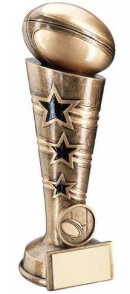 Bronze/Gold 3 Star Rugby Column Trophy