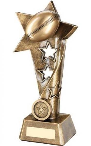 Bronze/Gold Rugby Twisted Star Column Trophy