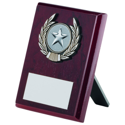 Rosewood Plaque And Silver Trim Trophy