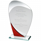 Jade Red & Clear Glass Curved Plaque