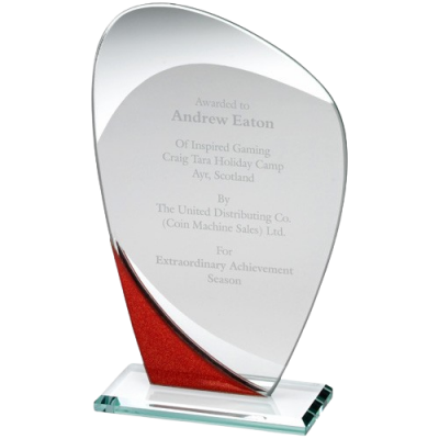 Jade Red & Clear Glass Curved Plaque