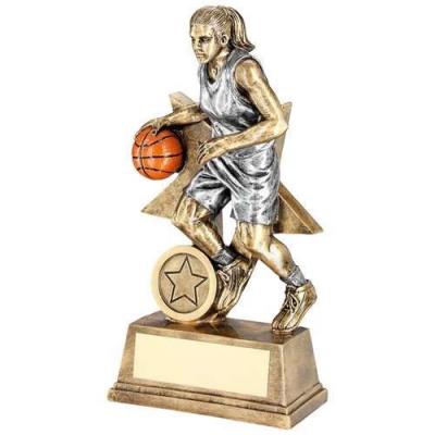 Female Basketball Figure with Star Backing