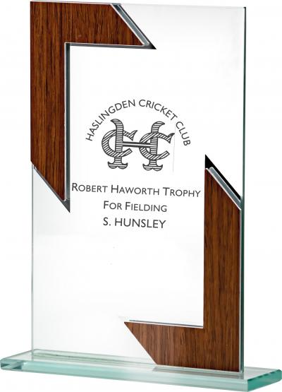 Glass Plaque with Wood Effect Border