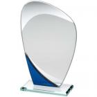 Jade Blue & Clear Glass Curved Plaque