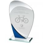Jade Blue & Clear Glass Curved Plaque