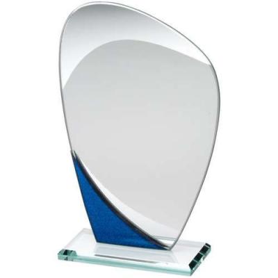 Jade Blue & Clear Glass Curved Plaque