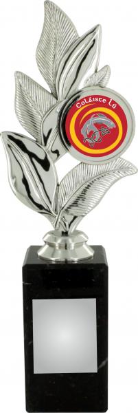 Silver Leaf Design Trophy On Black Base