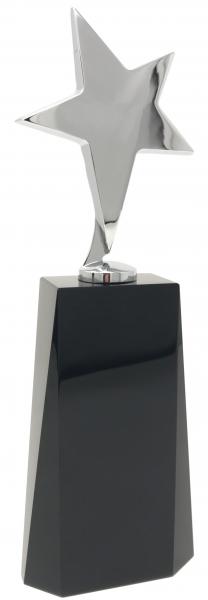 Silver Star Award On Black Glass Base