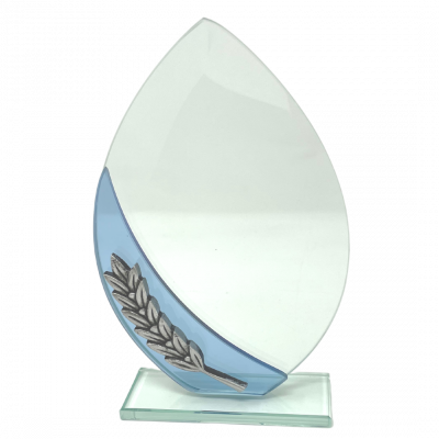 Oval Glass Award With Silver Wreath