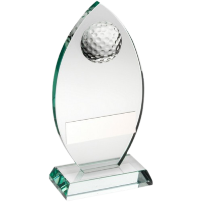 jade glass plaque with golf ball