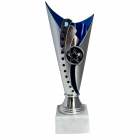 silver and blue cup on white base