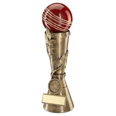 Red Cricket Ball Leaf Column Trophy