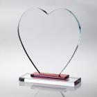 Clear Glass Heart with Red Stepped Base