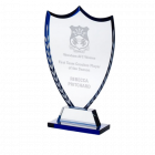 Glass Shield with Blue Edge & Frosted Wreath