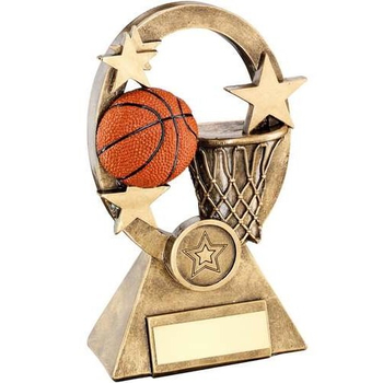 Bronze/Gold/Orange Basketball Oval/Stars Series Trophy