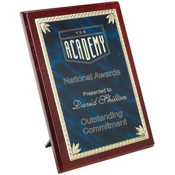 Rosewood Plaque With Blue|Gold Aluminium Front