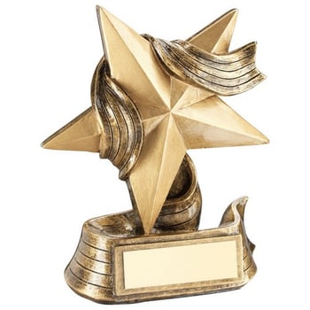 gold star and ribbon trophy