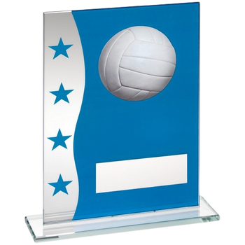 Blue/Silver Glass Plaque with Gaelic Football