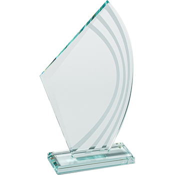 Glass Sail Plaque With Mirrored Highlights