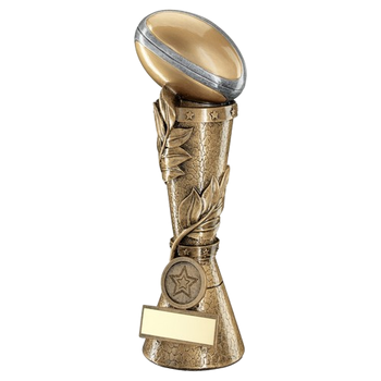 Gold Rugby Ball Leaf Column Trophy