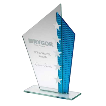 Jade Glass Plaque with Silver Stars