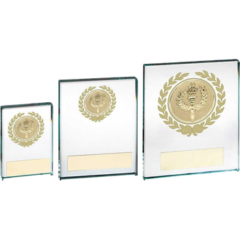 Jade Glass Block with Gold Wreath