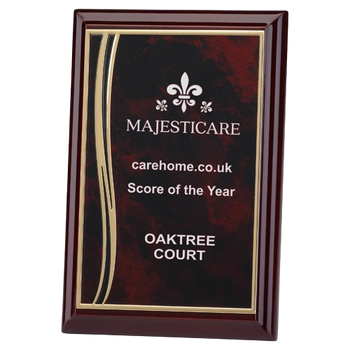 Rosewood Plaque With Red|Gold Aluminium Front