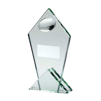 Jade Glass Pointed Plaque with Half Rugby Ball