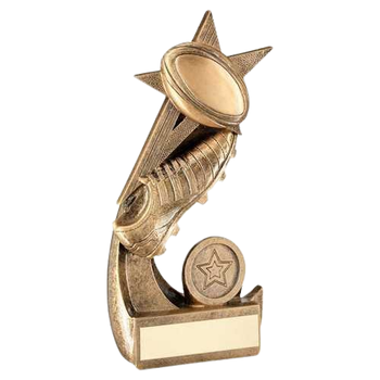 Gold Rugby Ball & Boot on Shooting Star