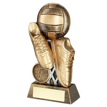 Netball Trainers and Ball on Riser