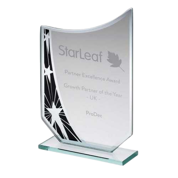 Jade Glass Curved Plaque with Black/Silver Design