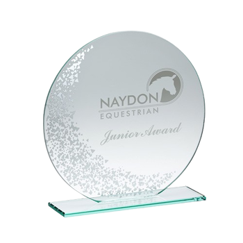 Jade Glass Round Plaque with Silver Detail