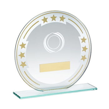 Jade Glass Round Plaque with Gold Detail